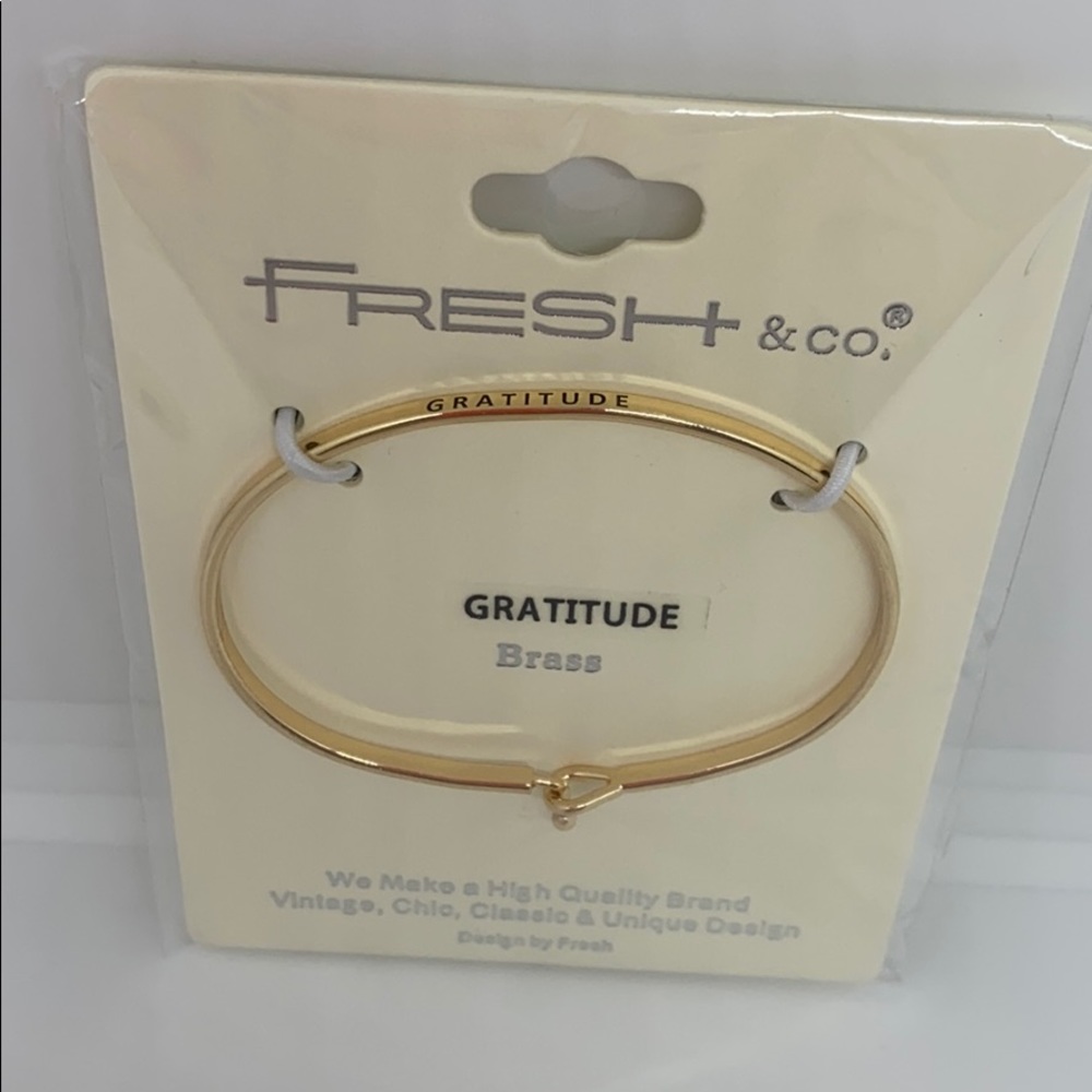 NWT- "Gratitude" Bangle Bracelet, Gold Tone - Picture 3 of 3